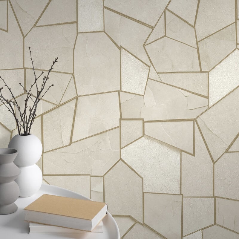 Mosaique Metallic Wallpaper - Slate Beige - Elle Decoration - 10445 - 02Wallpaper199