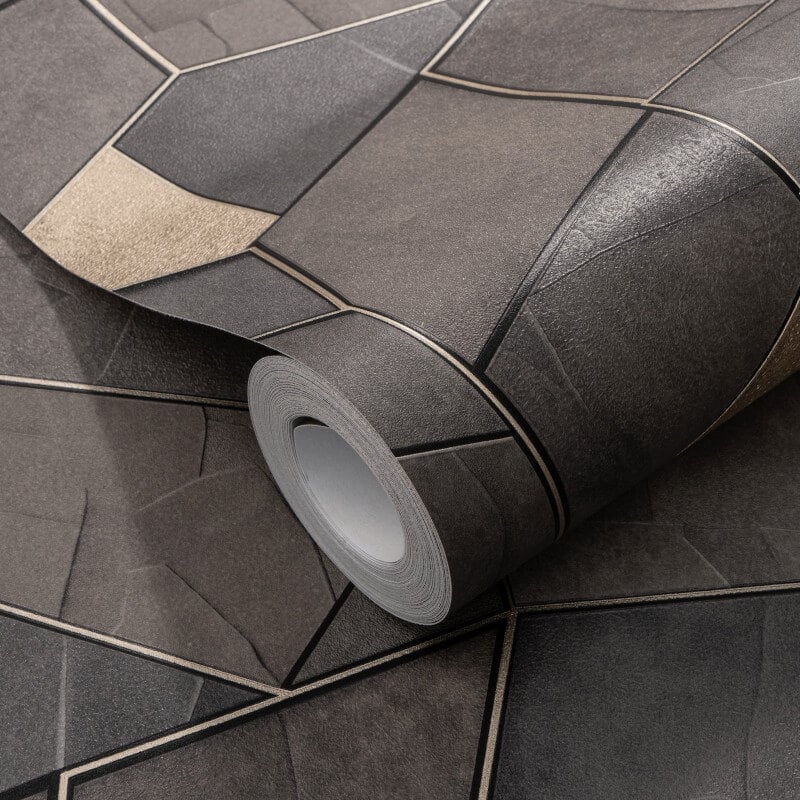 Mosaique Metallic Wallpaper - Slate Brown - Elle Decoration - 10445 - 37Wallpaper199