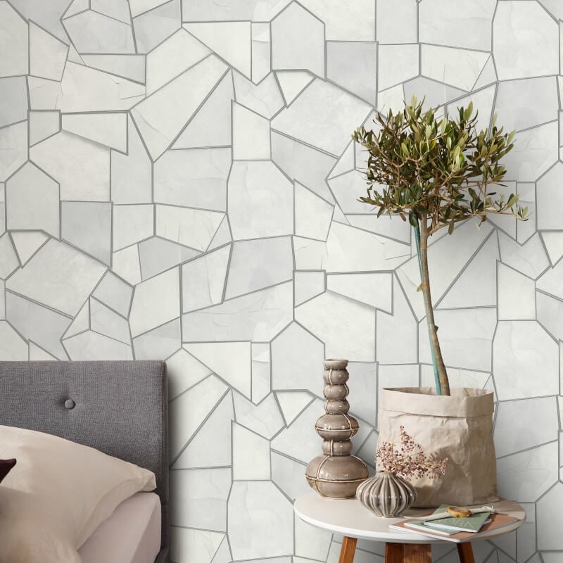 Mosaique Metallic Wallpaper - Slate Grey - Elle Decoration - 10445 - 31Wallpaper199