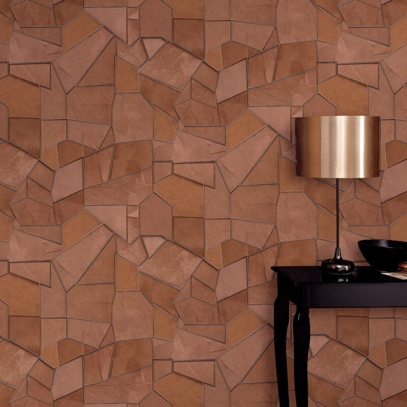 Mosaique Metallic Wallpaper - Slate Rust - Elle Decoration - 10445 - 13Wallpaper199