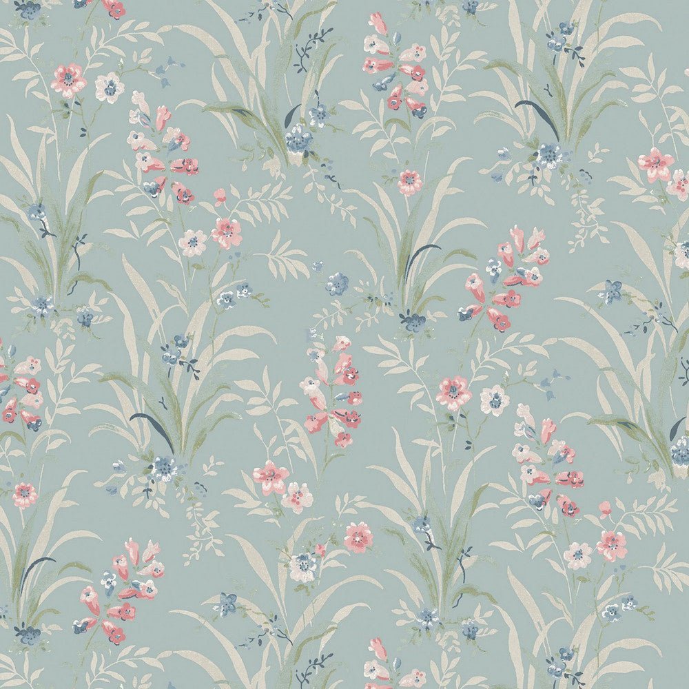 Mosedale Posy Wallpaper - Dark Duck Egg Blue - Laura Ashley - 122751Wallpaper199