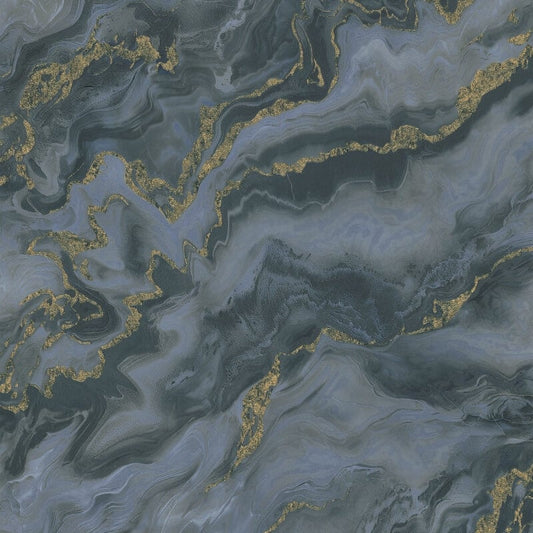 Mystic Marble Metallic Wallpaper - Blue/Gold - Elle Decoration - 10447 - 08Wallpaper199
