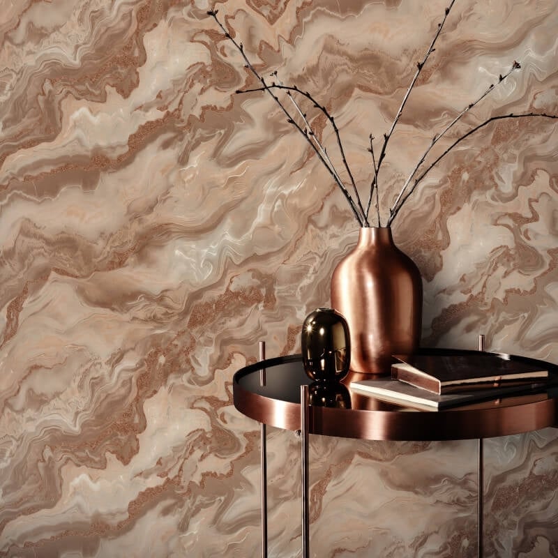 Mystic Marble Metallic Wallpaper - Brown/Rust - Elle Decoration - 10447 - 13Wallpaper199