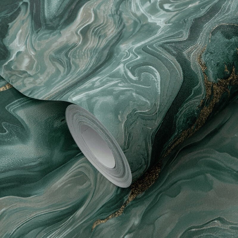 Mystic Marble Metallic Wallpaper - Green/Gold - Elle Decoration - 10447 - 19Wallpaper199