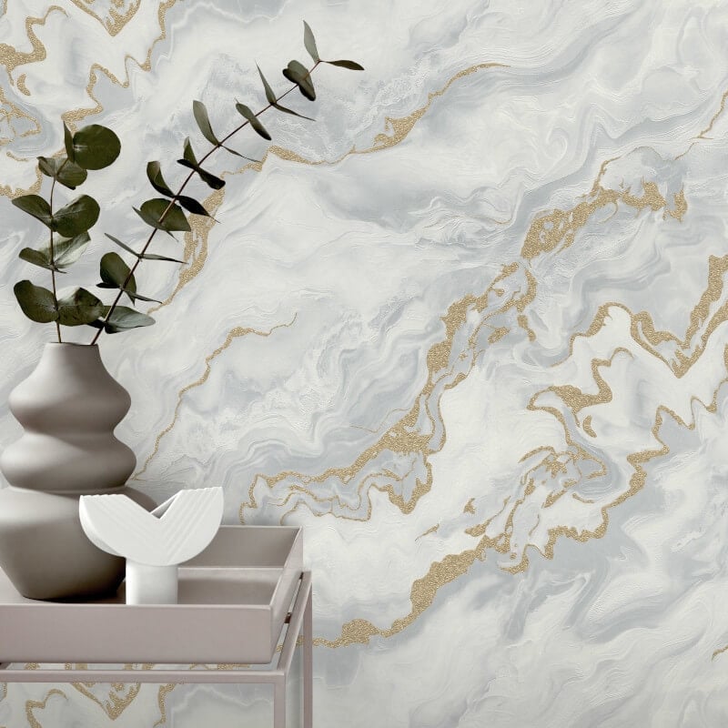 Mystic Marble Metallic Wallpaper - Grey/Gold - Elle Decoration - 10447 - 31Wallpaper199