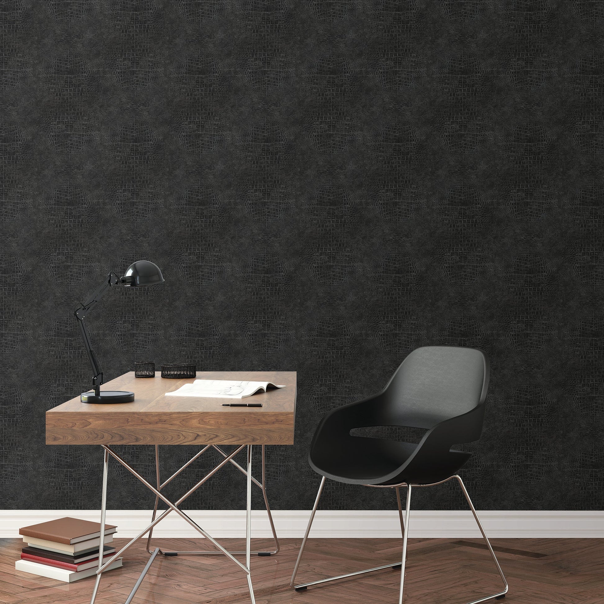 Natural FX 2 Crocodile Wallpaper - Black - Galerie - G67510Wallpaper199
