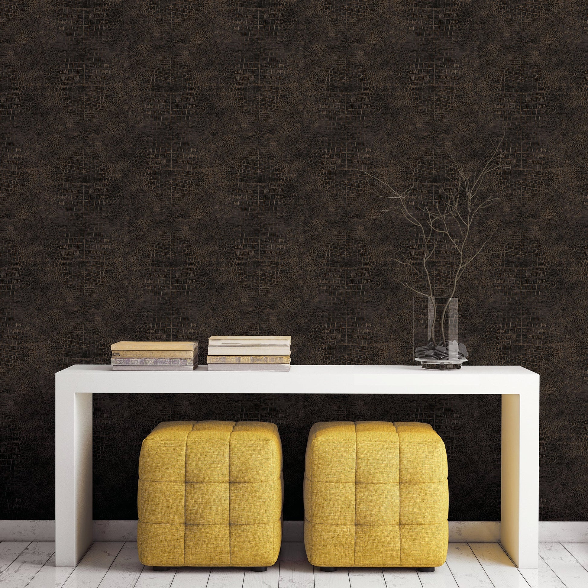 Natural FX 2 Crocodile Wallpaper - Copper - Galerie - G67500Wallpaper199
