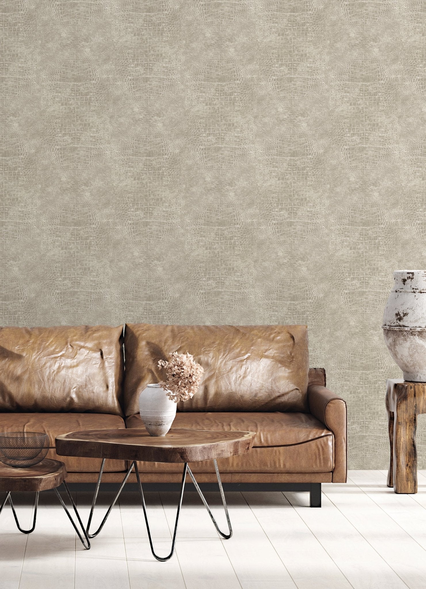 Natural FX 2 Crocodile Wallpaper - Taupe - Galerie - G67502Wallpaper199