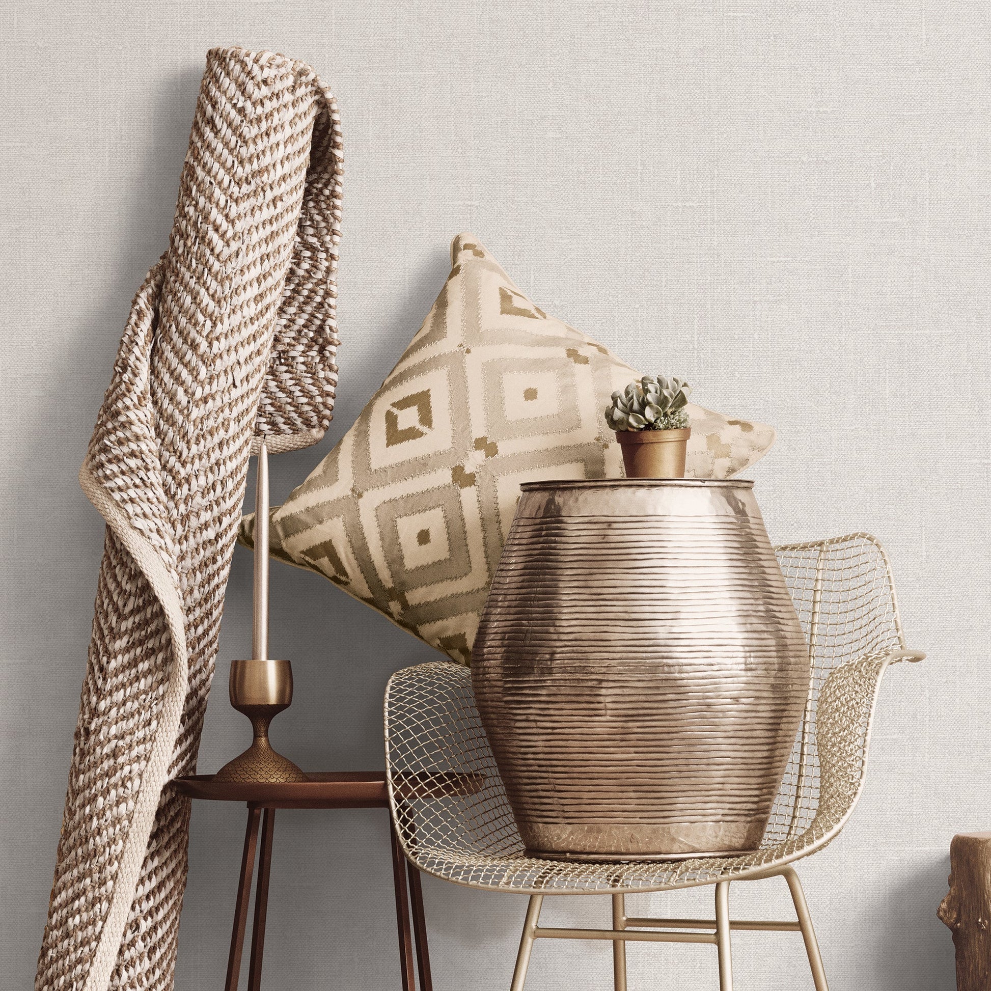Natural FX 2 Hessian Wallpaper - Light Grey - Galerie - G67441Wallpaper199
