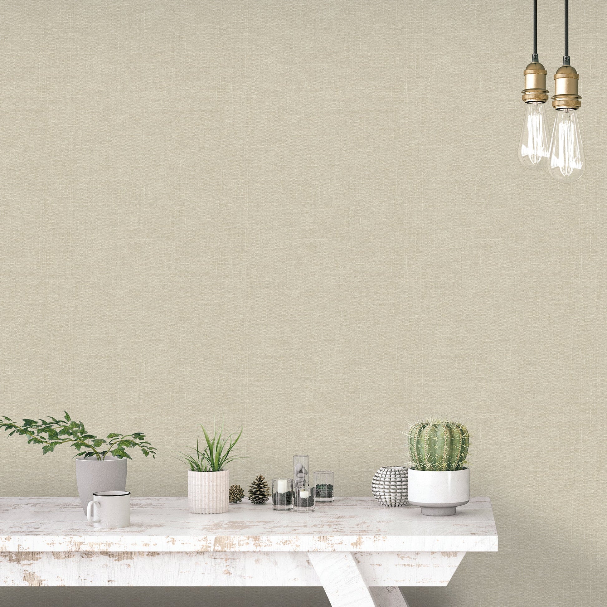 Natural FX 2 Hessian Wallpaper - Sheen Beige - Galerie - G67436Wallpaper199