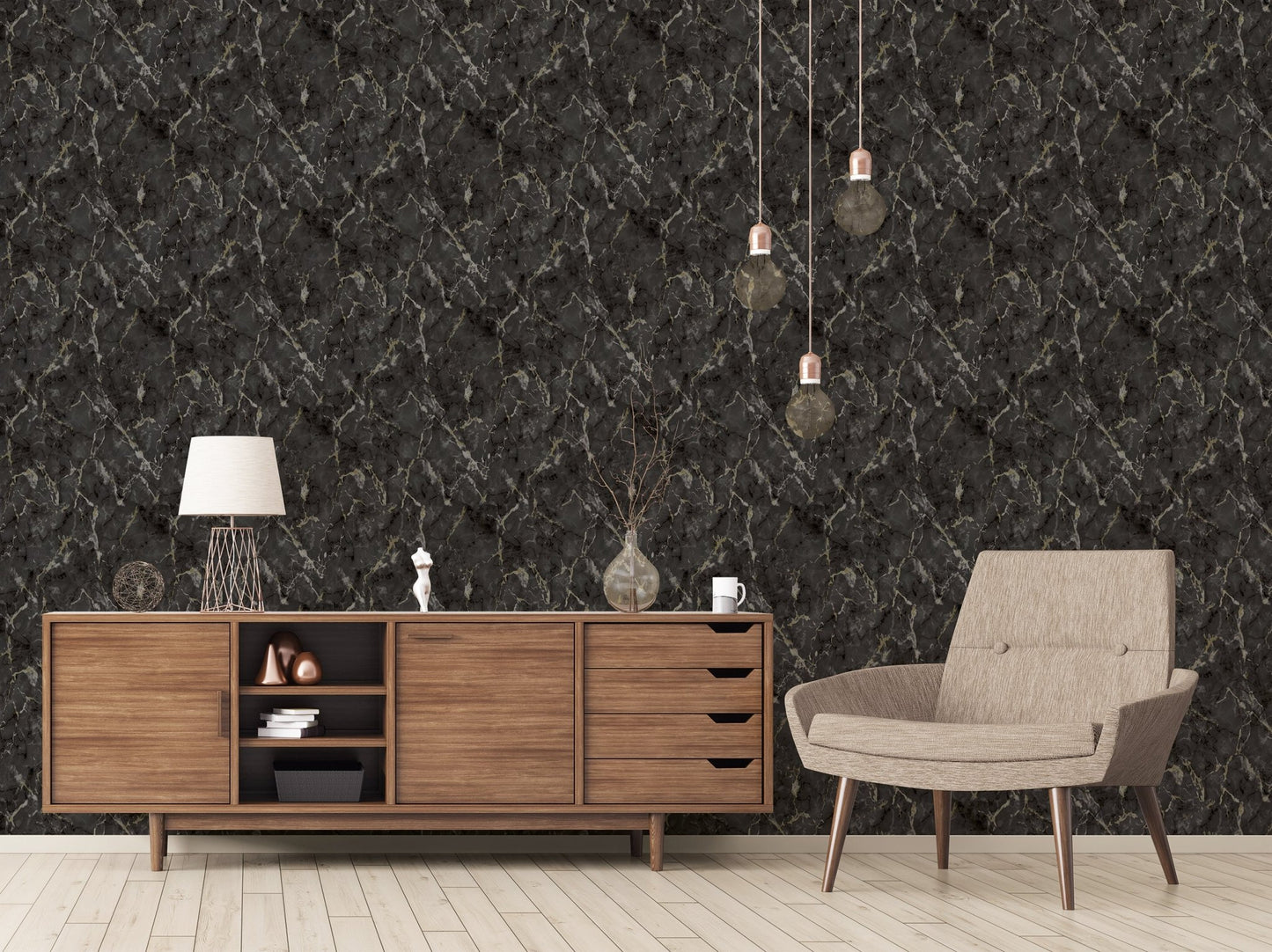 Natural FX 2 Marble Wallpaper - Black / Gold - Galerie - G67754Wallpaper199