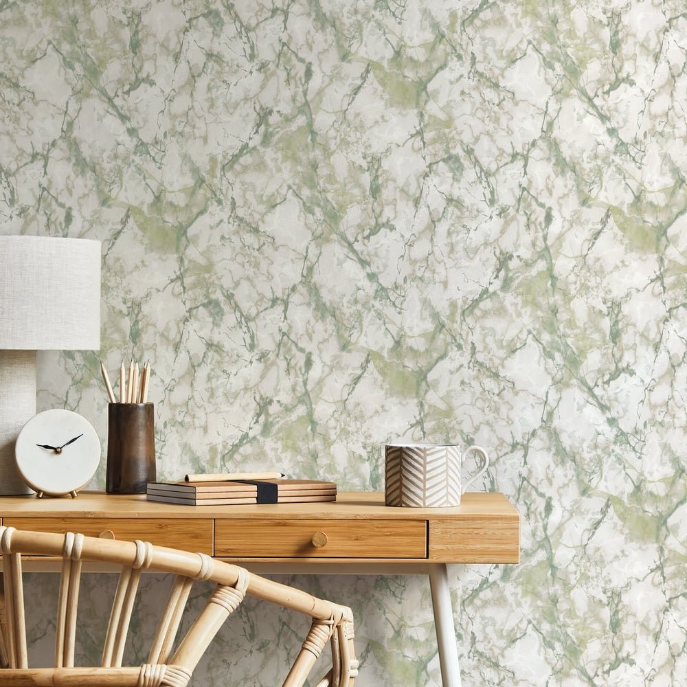 Natural FX 2 Marble Wallpaper - Green / Cream / White - Galerie - G67755Wallpaper199
