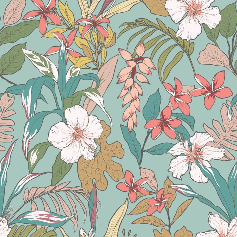 Oasis Wallpaper - Coral/Teal - Hoopla Walls - HWA1205WWallpaper199