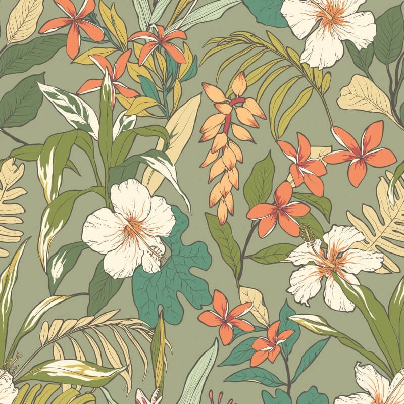 Oasis Wallpaper - Olive/Citrus - Hoopla Walls - HWA1204WWallpaper199