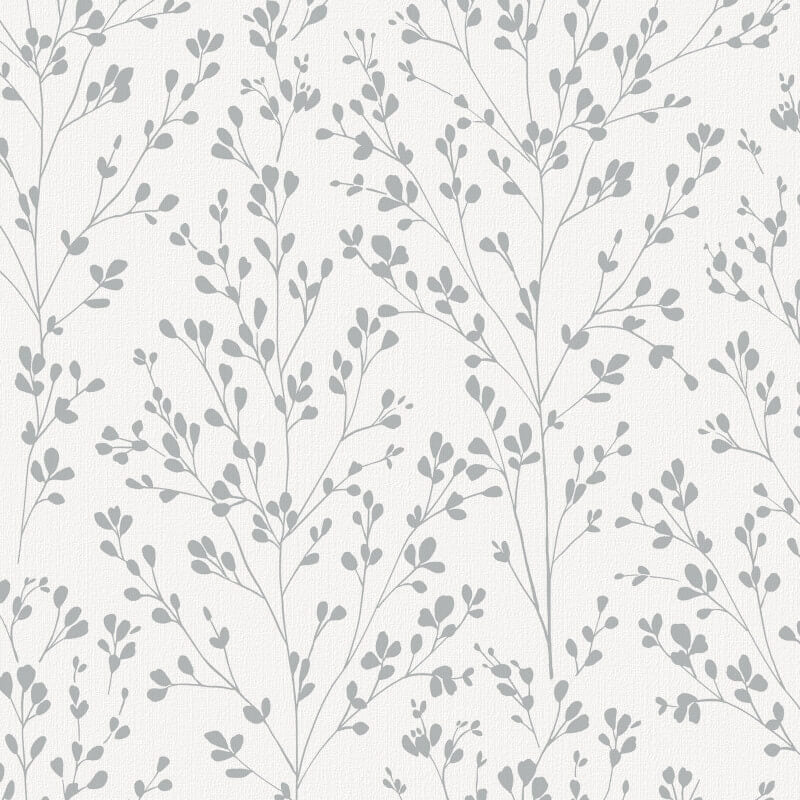 Omaru Calluna Leaf Motif Metallic Wallpaper - Silver - Grandeco - A71402Wallpaper199