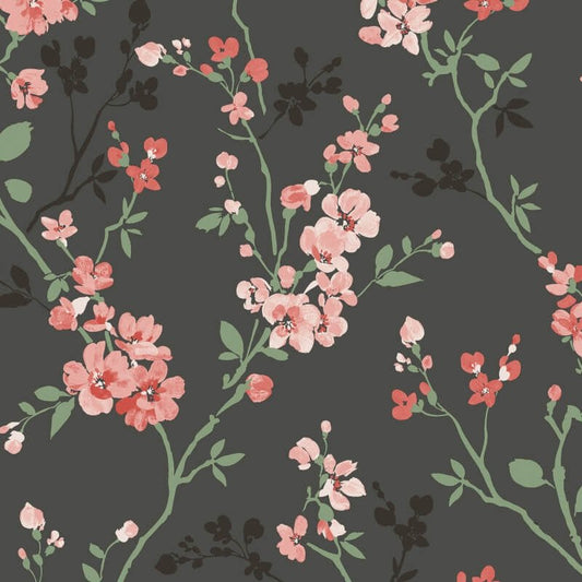 Omaru Jasmin Floral Blossoms Wallpaper - Black - Grandeco - A70001Wallpaper199