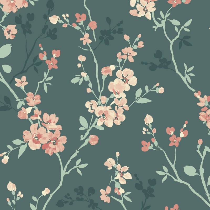 Omaru Jasmin Floral Blossoms Wallpaper - Green - Grandeco - A70002Wallpaper199