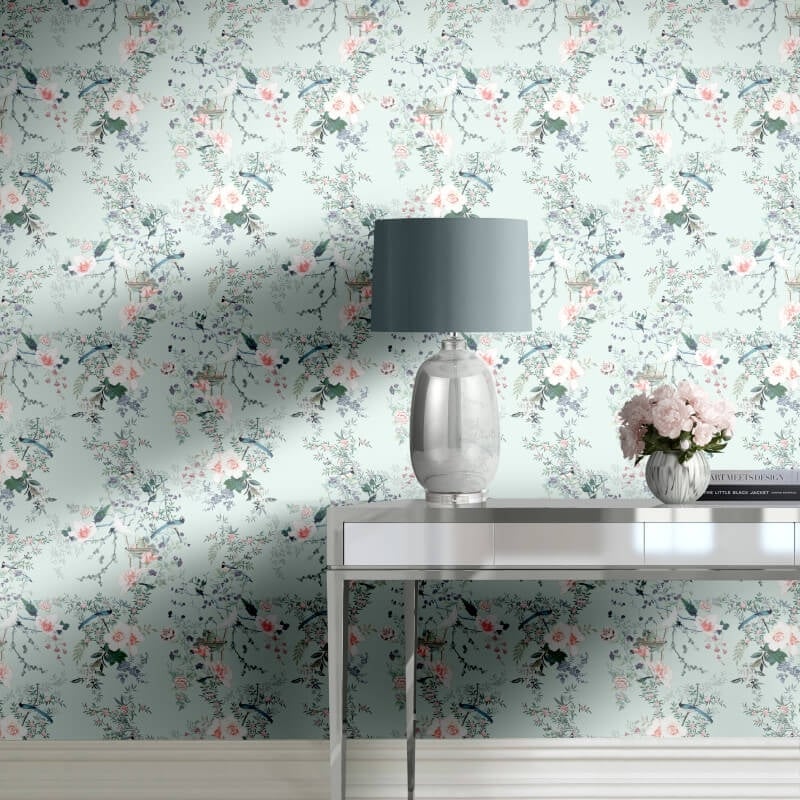 Ophelia Floral Wallpaper - Duck Egg - Lipsy London - 144081Wallpaper199