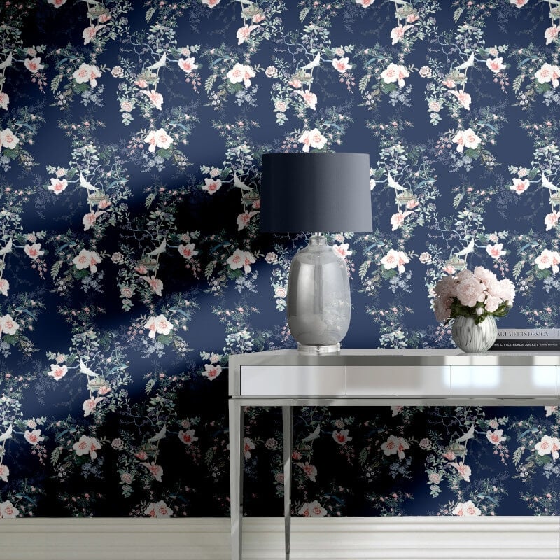 Ophelia Floral Wallpaper - Navy Blue - Lipsy London - 144080Wallpaper199