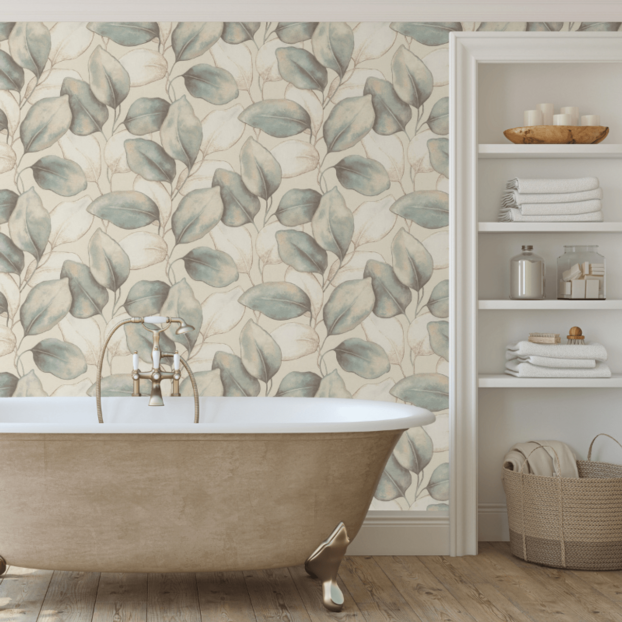 Opulenza Leaf Wallpaper - Blue - Rasch - 659863Wallpaper199