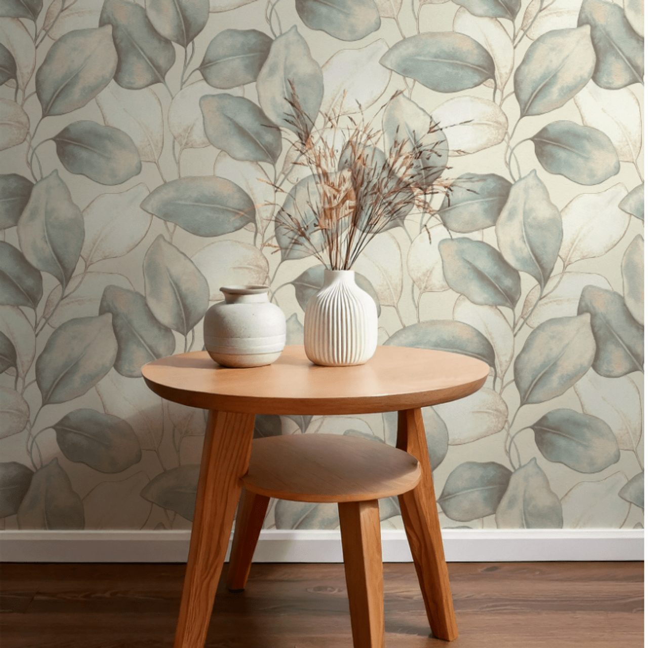 Opulenza Leaf Wallpaper - Blue - Rasch - 659863Wallpaper199