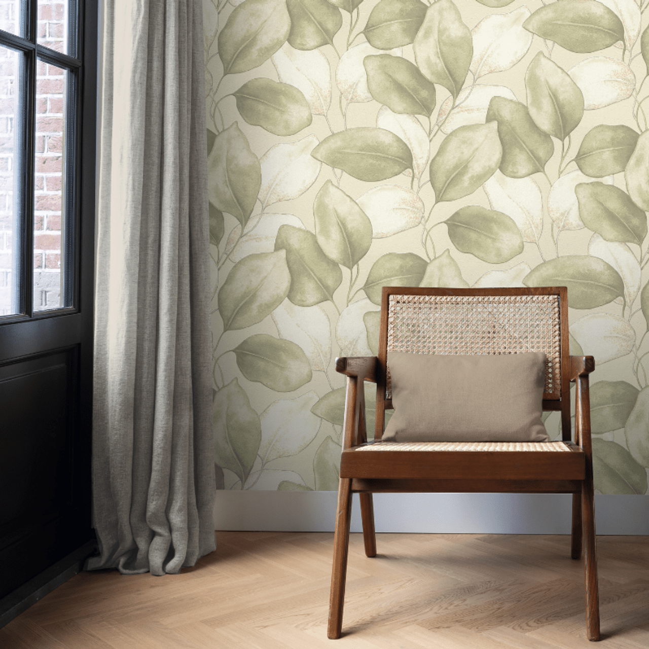 Opulenza Leaf Wallpaper - Sage - Rasch - 659870Wallpaper199