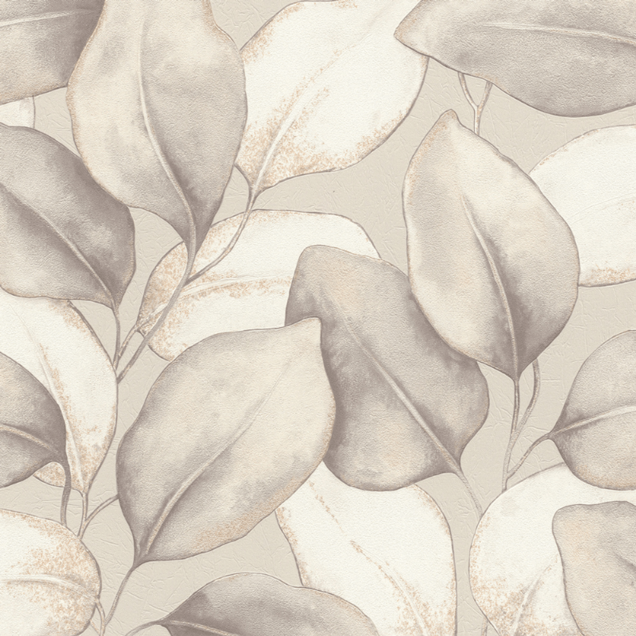 Opulenza Leaf Wallpaper - Soft Grey - Rasch - 659856Wallpaper199