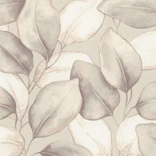 Opulenza Leaf Wallpaper - Soft Grey - Rasch - 659856Wallpaper199
