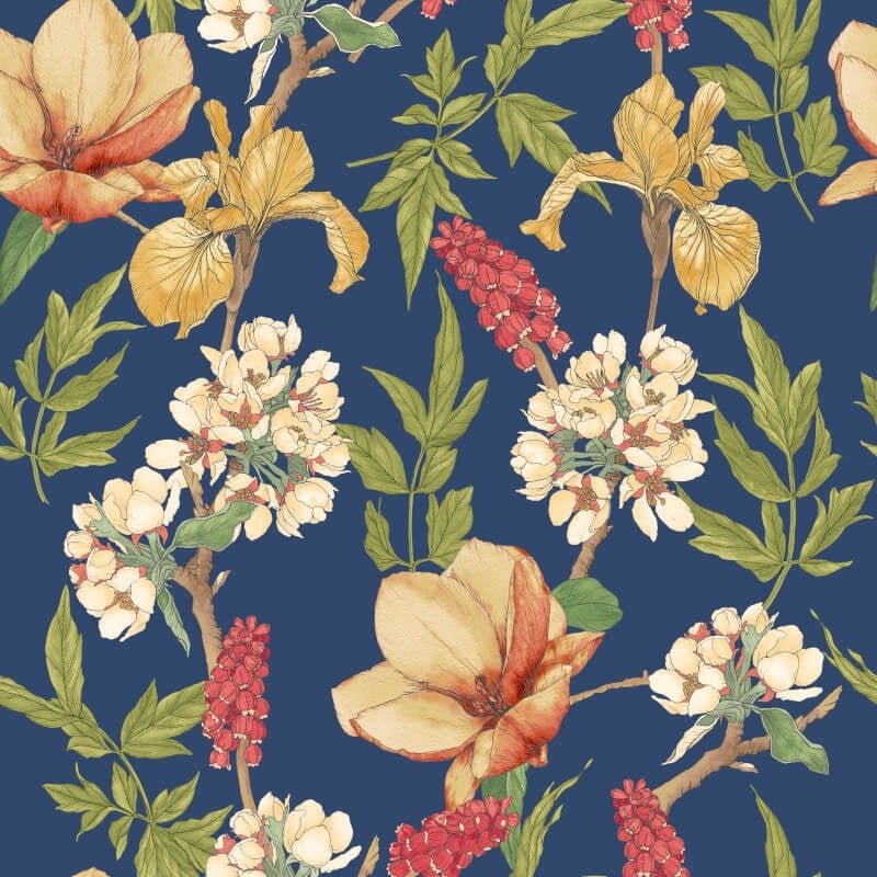 Orchid Bloom Wallpaper - Ginger/Ink - Hoopla Walls - HWA1181WWallpaper199