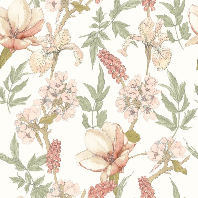 Orchid Bloom Wallpaper - Sage/Hazel - Hoopla Walls - HWA1178WWallpaper199