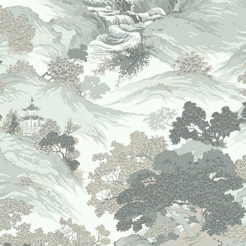 Oriental Landscape Wallpaper - Eau De Nil - Crown - M1191Wallpaper199