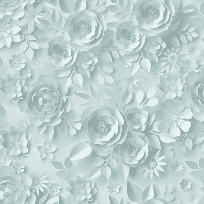 Origami Flowers Wallpaper - Duck Egg - Muriva - M44604Wallpaper199