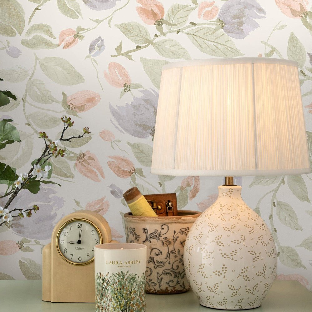 Orisia Peony Wallpaper - Pale Sage Green - Laura Ashley - 122761Wallpaper199