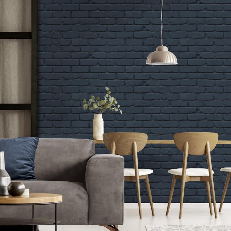 Painted Brick Wallpaper - Navy - Fine Décor - FD43602Wallpaper199