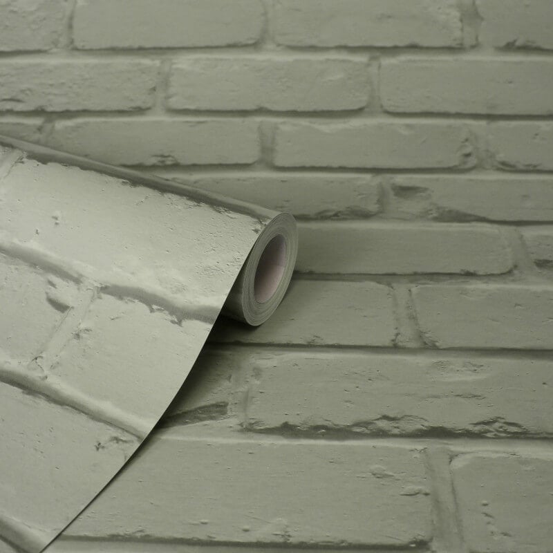 Painted Brick Wallpaper - Sage - Fine Décor - FD43603Wallpaper199