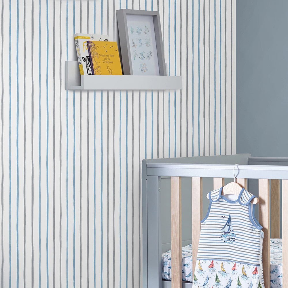 Painterly Stripe Wallpaper - Blue - Laura Ashley - 119863Wallpaper199