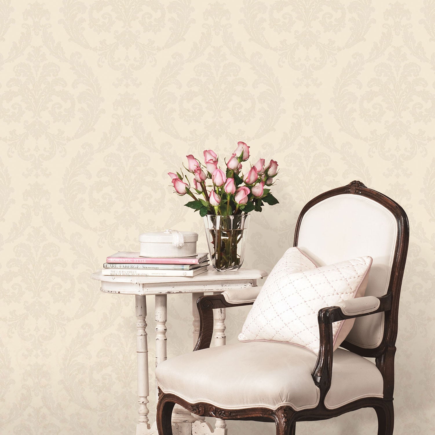 Palazzo Damask Wallpaper - Cream - Galerie - G67607Wallpaper199