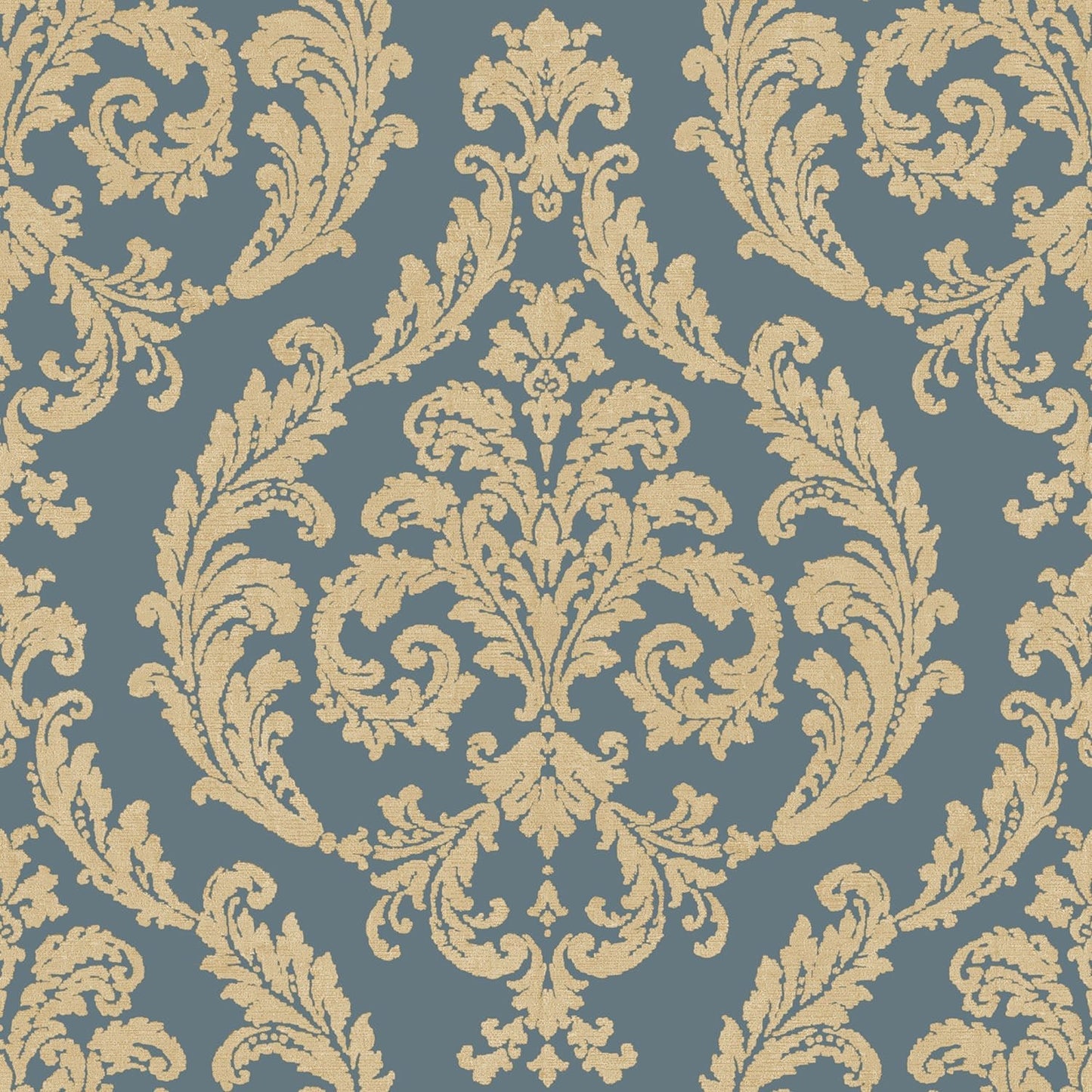 Palazzo Damask Wallpaper - Gold / Blue - Galerie - G67610Wallpaper199