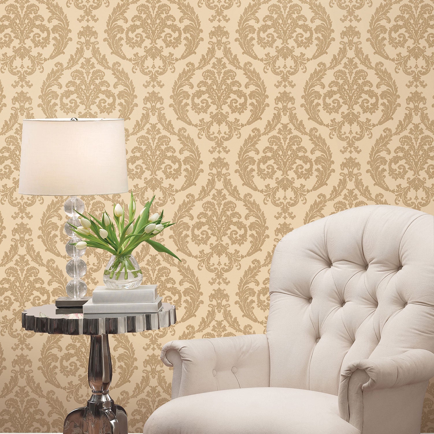 Palazzo Damask Wallpaper - Gold - Galerie - G67608Wallpaper199