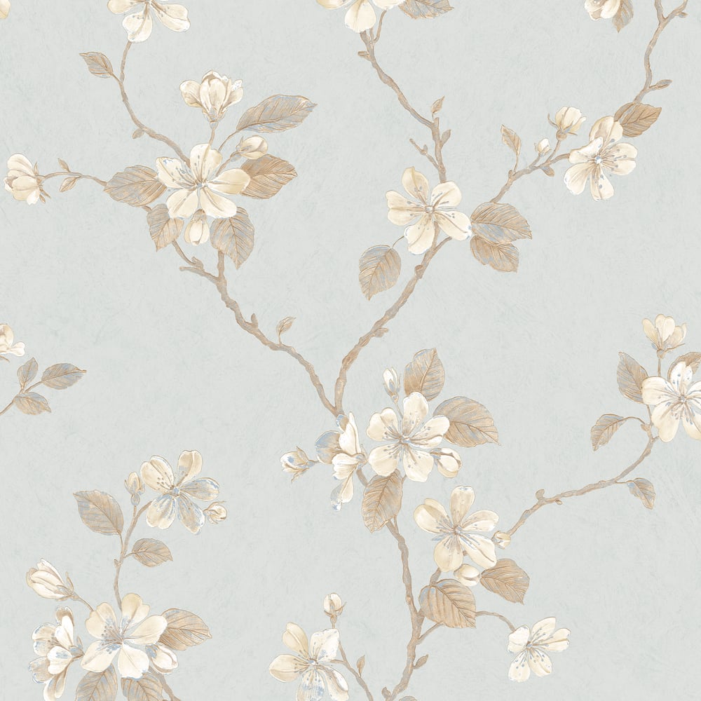 Palazzo Floral Bushes Wallpaper - Blue / Cream / Beige - Galerie - G67617Wallpaper199
