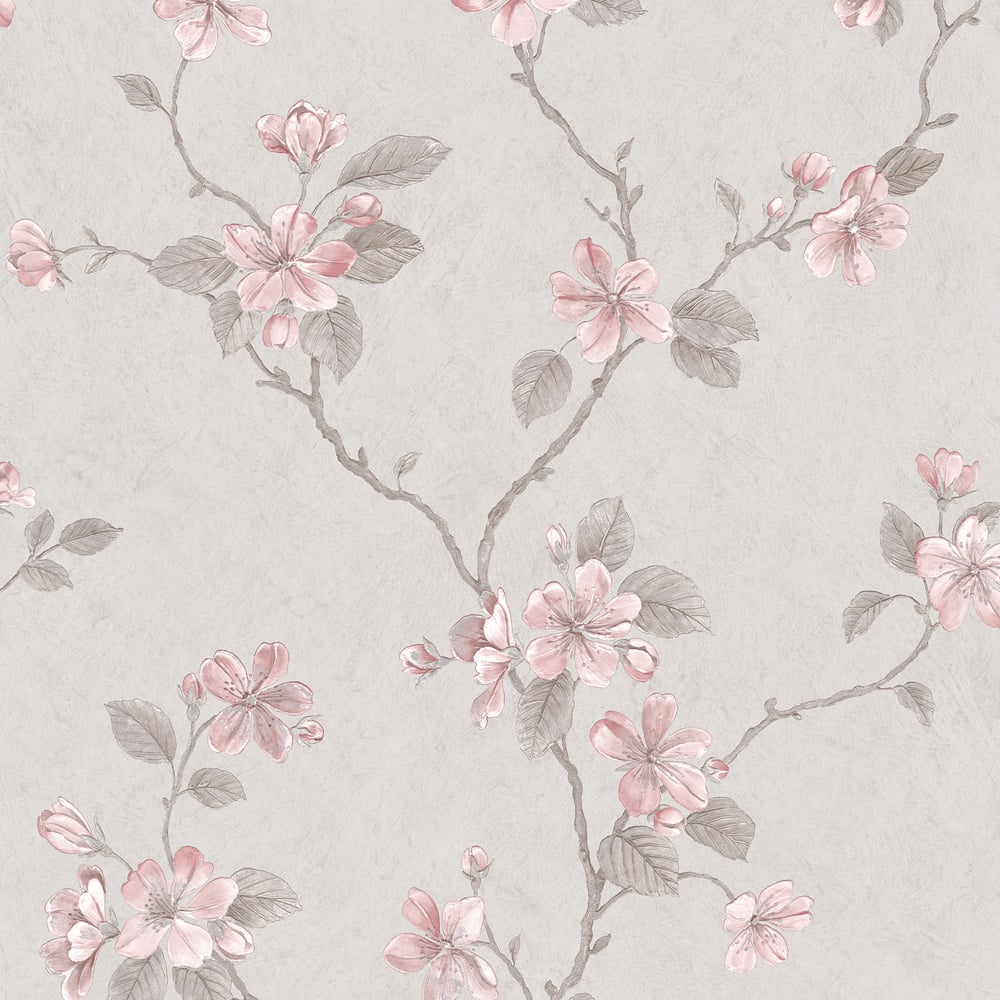 Palazzo Floral Bushes Wallpaper - Pink / Grey - Galerie - G67614Wallpaper199