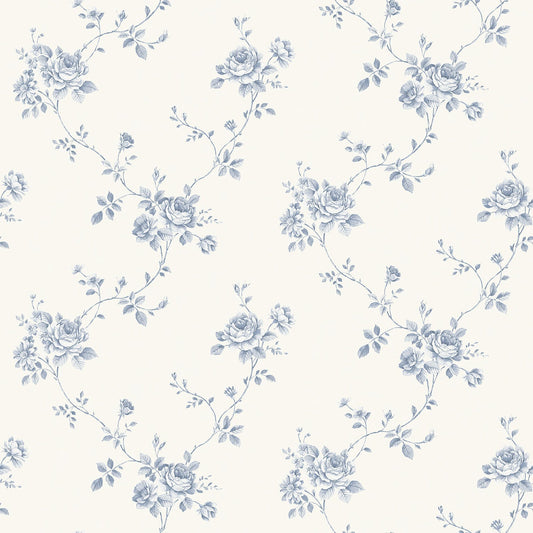 Palazzo Floral Trail Wallpaper - Blue / White - Galerie - G67630Wallpaper199