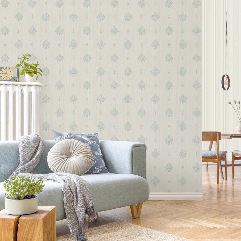 Palazzo Italian Motif Wallpaper - Blue / Silver Grey - Galerie - G68665Wallpaper199