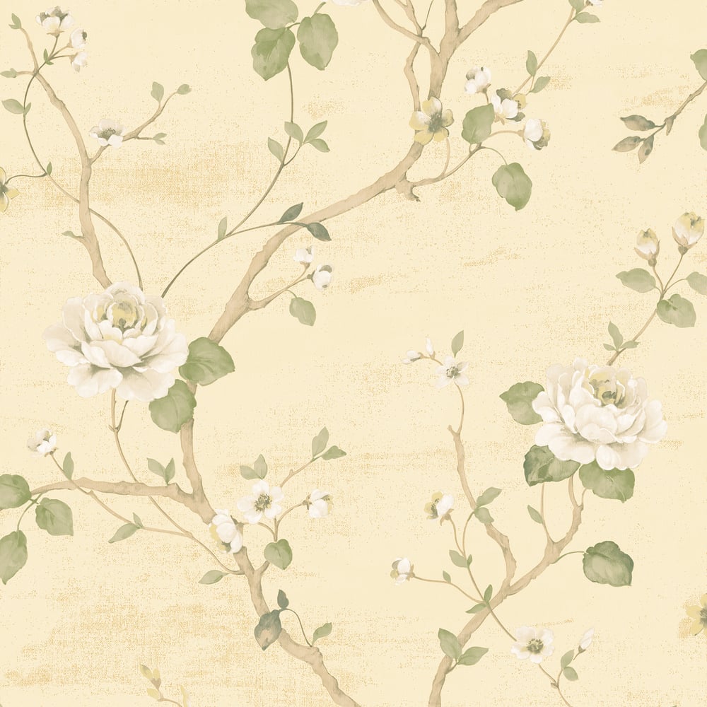 Palazzo Large Floral Wallpaper - Green / Cream - Galerie - G67602Wallpaper199