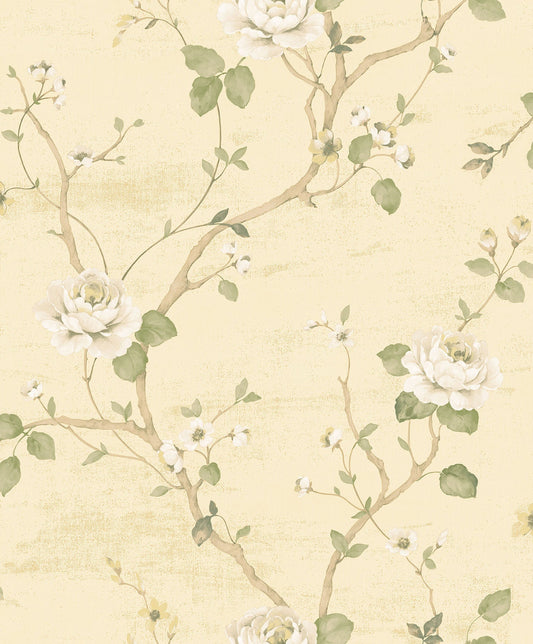 Palazzo Large Floral Wallpaper - Green / Cream - Galerie - G67602Wallpaper199
