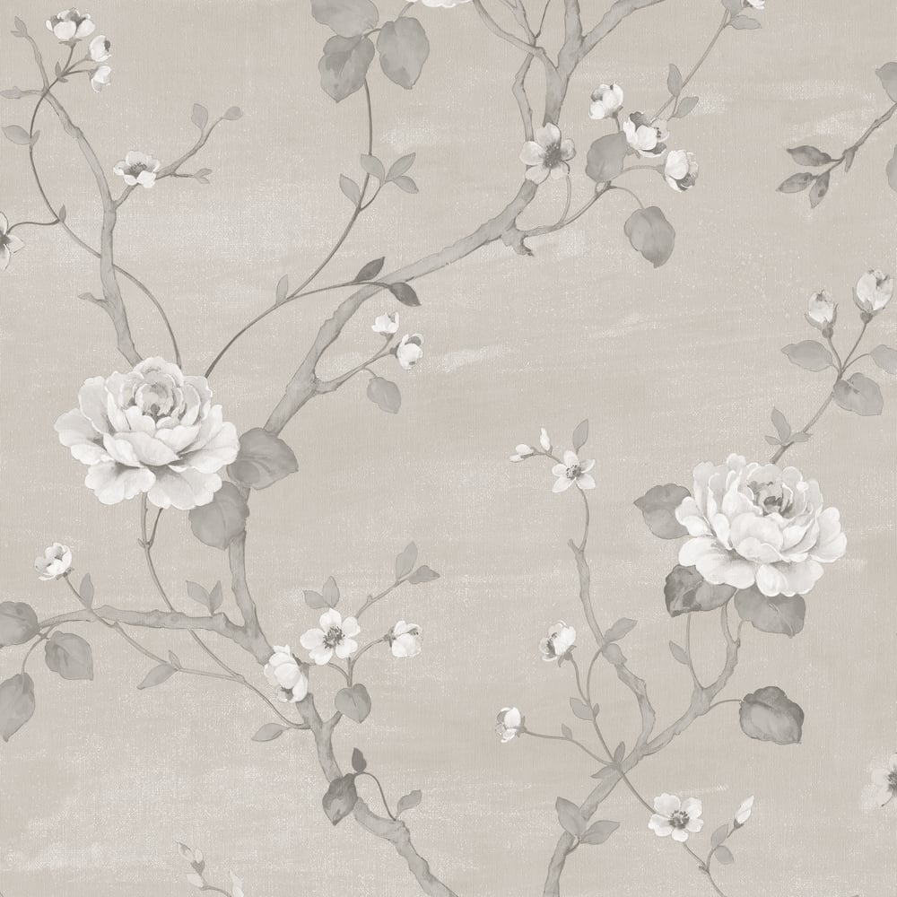 Palazzo Large Floral Wallpaper - Grey / Metallic - Galerie - G67603Wallpaper199