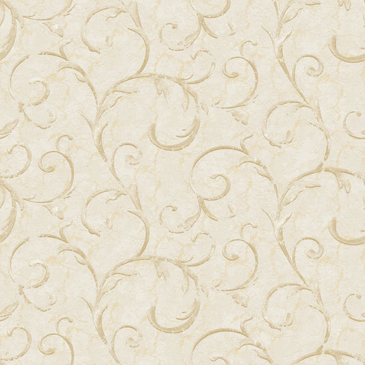 Palazzo Scroll Wallpaper - Cream / Beige / Gold - Galerie - G68673Wallpaper199
