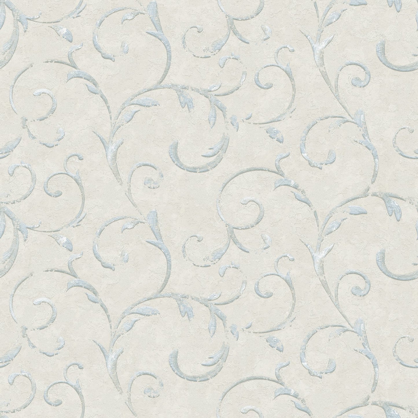 Palazzo Scroll Wallpaper - Cream / Silver Grey / Blue - Galerie - G68674Wallpaper199
