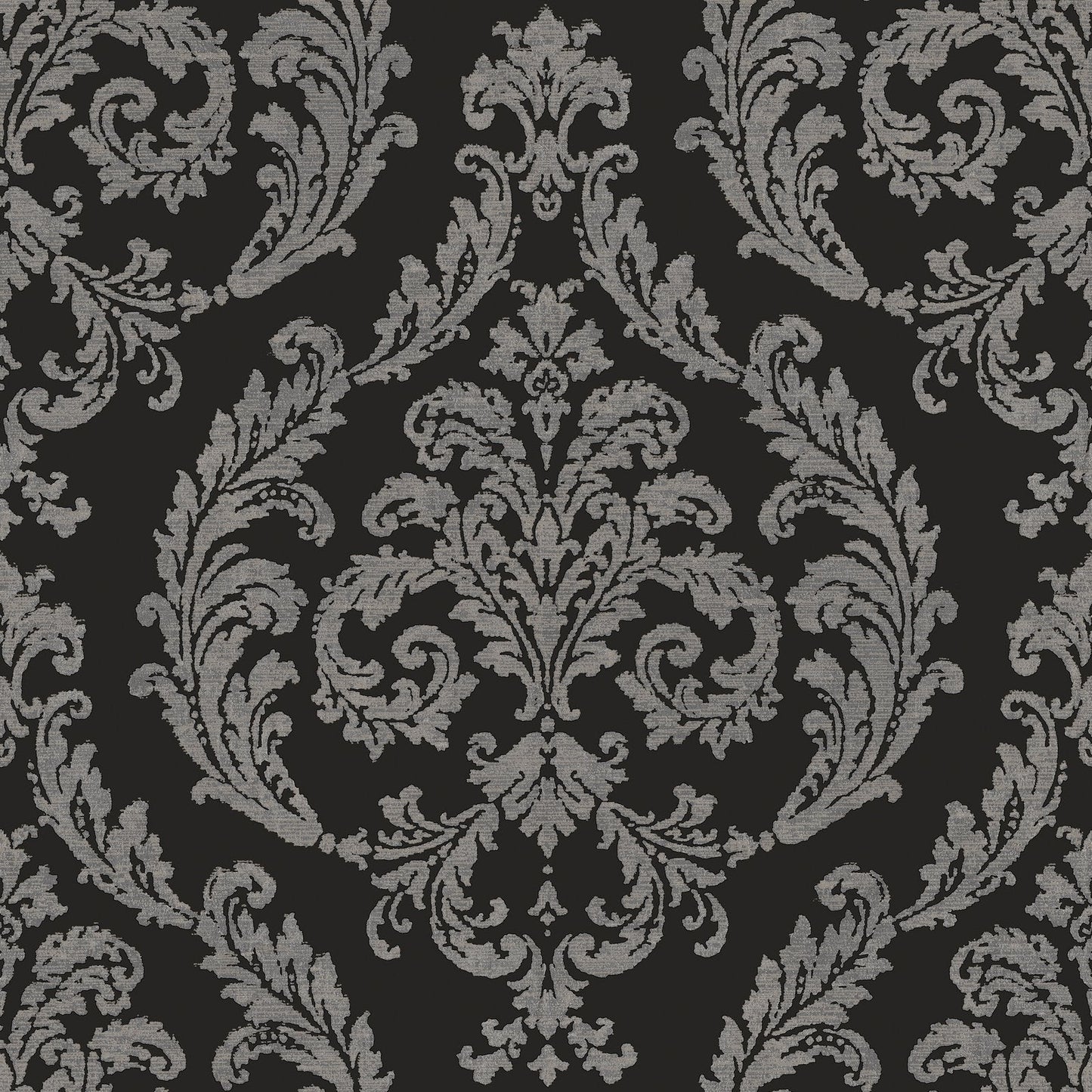 Palazzo Silk Damask Wallpaper - Black / Silver Grey - Galerie - G68676Wallpaper199