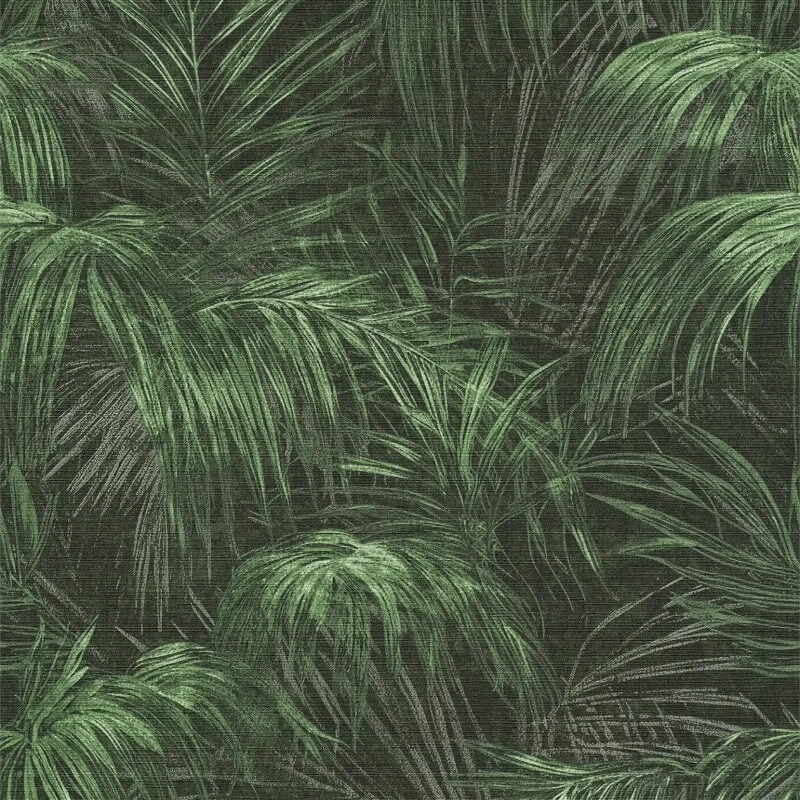 Palm Leaf Motif Wallpaper - Green/Grey - Michalsky Living - 39981-4Wallpaper199